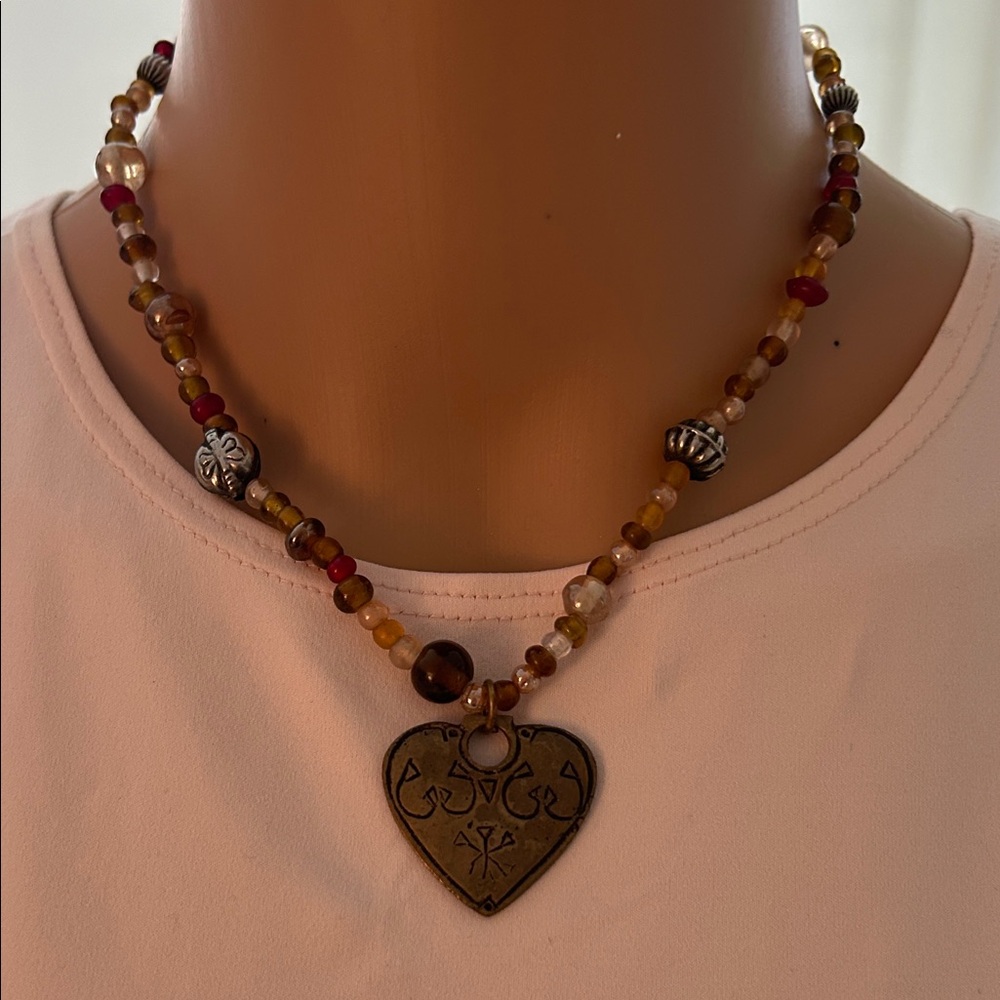 Heart Pendant Beaded Necklace